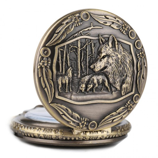 Deffrun 3D Wolves Sculpture Pocket Watch Slim Dial Case Unique Style Gift Quartz Watches Deffrun 3D Wolves Sculpture Pocket Watch Slim Dial Case Unique Style Gift Quartz Watches