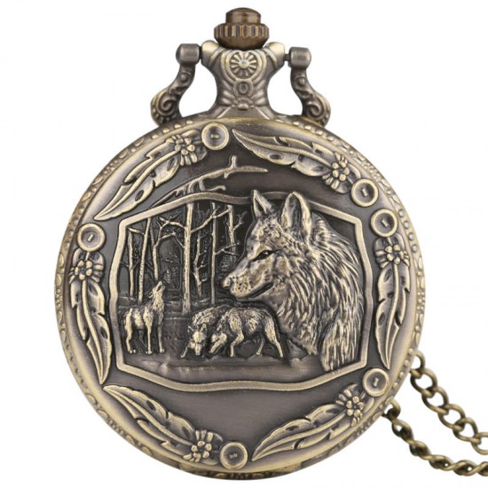 Deffrun 3D Wolves Sculpture Pocket Watch Slim Dial Case Unique Style Gift Quartz Watches Deffrun 3D Wolves Sculpture Pocket Watch Slim Dial Case Unique Style Gift Quartz Watches
