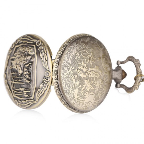 Deffrun 3D Wolves Sculpture Pocket Watch Slim Dial Case Unique Style Gift Quartz Watches Deffrun 3D Wolves Sculpture Pocket Watch Slim Dial Case Unique Style Gift Quartz Watches