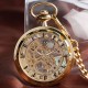 Deffrun Gold Case Gift Hand-winding Mechanical Watch Without Cover Pocket Watch