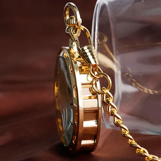 Deffrun Gold Case Gift Hand-winding Mechanical Watch Without Cover Pocket Watch Deffrun Gold Case Gift Hand-winding Mechanical Watch Without Cover Pocket Watch
