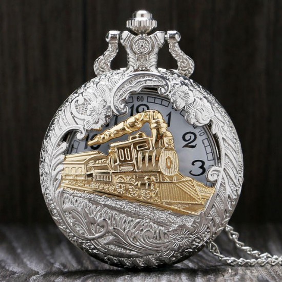 Deffrun Vintage Style Silver Case Unisex Watch 3D Design Cover Pocket Watches Deffrun Vintage Style Silver Case Unisex Watch 3D Design Cover Pocket Watches