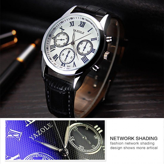 317 Men Watch Luxury Business Male Clock Quartz-Wrist Watch Leisure Fashion Leather