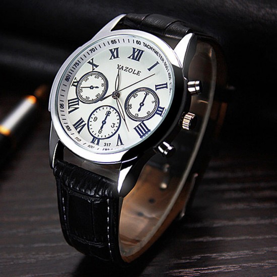 317 Men Watch Luxury Business Male Clock Quartz-Wrist Watch Leisure Fashion Leather