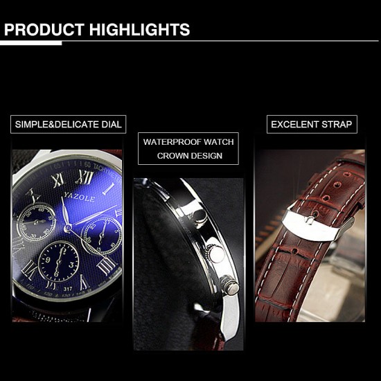 317 Men Watch Luxury Business Male Clock Quartz-Wrist Watch Leisure Fashion Leather