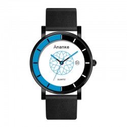 ANANKE AN03 Calendar Casual Style Quartz Watch Leather Strap Men Student Wrist Watch