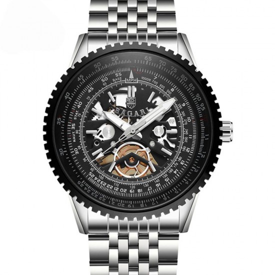 BAGARI 1680 Full Steel Men Wrist Watch Business Style Unique Design Quartz Watch