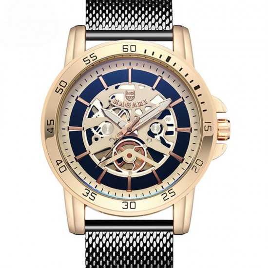 BAGARI 1688 Casual Style Mechanical Appearance Quartz Watches Mesh Steel Men Wrist Watch BAGARI 1688 Casual Style Mechanical Appearance Quartz Watches Mesh Steel Men Wrist Watch