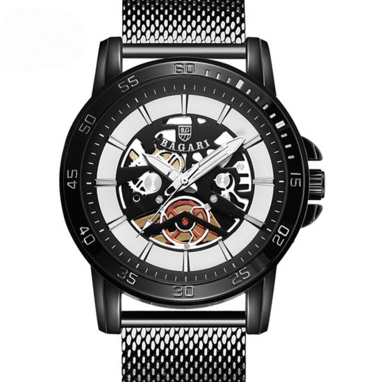 BAGARI 1688 Casual Style Mechanical Appearance Quartz Watches Mesh Steel Men Wrist Watch BAGARI 1688 Casual Style Mechanical Appearance Quartz Watches Mesh Steel Men Wrist Watch