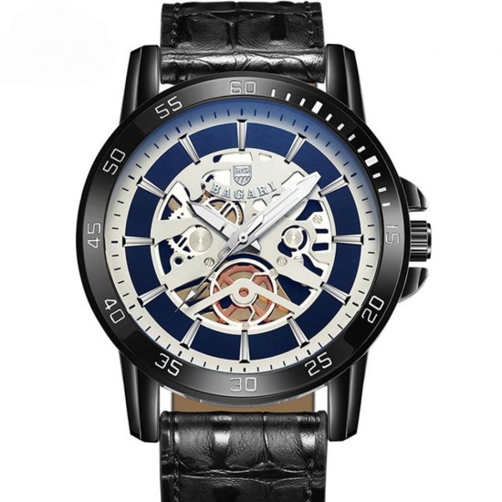 BAGARI 1688 Waterproof Leather Strap Quartz Watch Mechanical Appearance Sport Watch