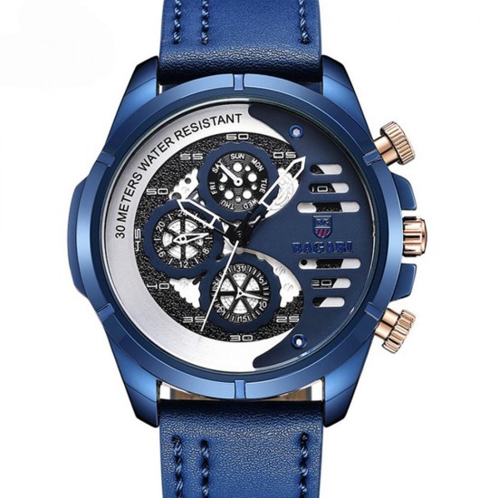 BAGARI 1802 Casual Style Fake Three Dials Quartz Watch Leather Strap Men Watches BAGARI 1802 Casual Style Fake Three Dials Quartz Watch Leather Strap Men Watches