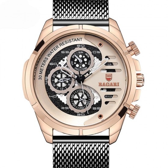 BAGARI 1802 Decorative Little Dials Quartz Watch Business Style Men Wrist Watch BAGARI 1802 Decorative Little Dials Quartz Watch Business Style Men Wrist Watch