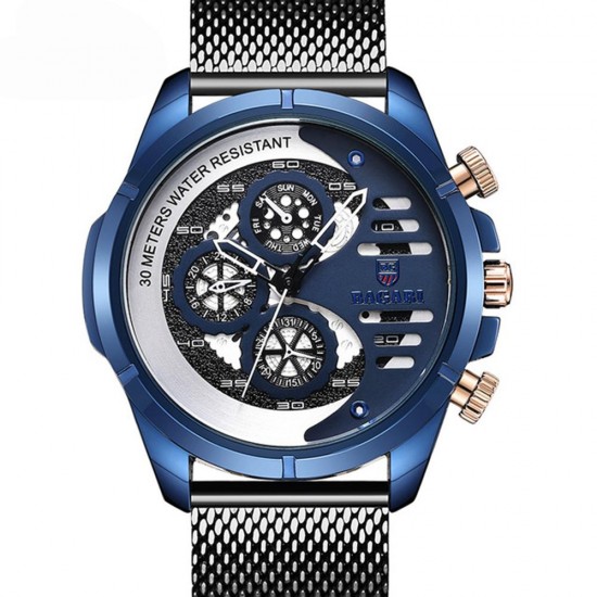 BAGARI 1802 Decorative Little Dials Quartz Watch Business Style Men Wrist Watch BAGARI 1802 Decorative Little Dials Quartz Watch Business Style Men Wrist Watch