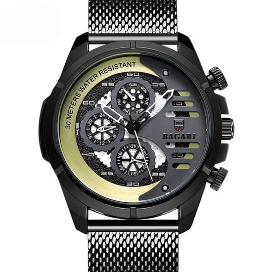 BAGARI 1802 Decorative Little Dials Quartz Watch Business Style Men Wrist Watch BAGARI 1802 Decorative Little Dials Quartz Watch Business Style Men Wrist Watch