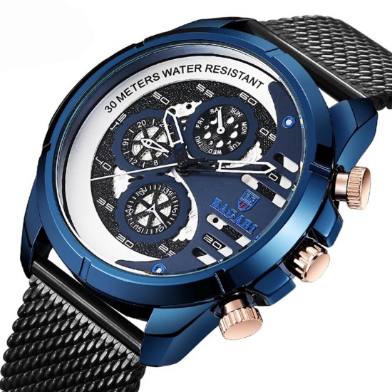 BAGARI 1802 Decorative Little Dials Quartz Watch Business Style Men Wrist Watch BAGARI 1802 Decorative Little Dials Quartz Watch Business Style Men Wrist Watch