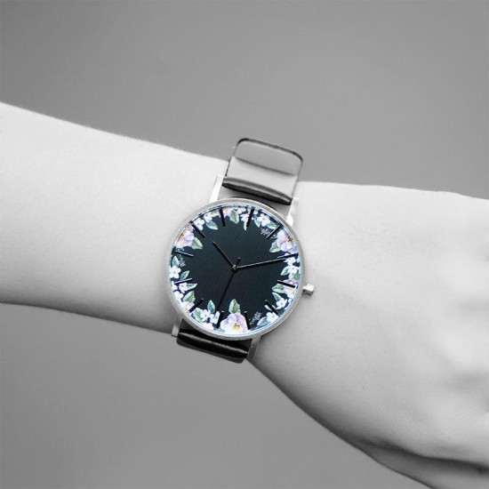 BAOSAILI B-9014 Unisex Wrist Watch Flower Picture Dial Display Quartz Watch