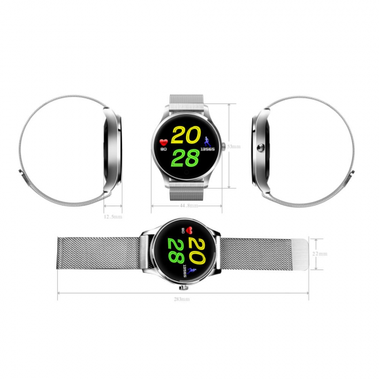 K88 Heart Rate Monitor Smart Watch Calls Messages Notification Stainless Steel Strap Watch