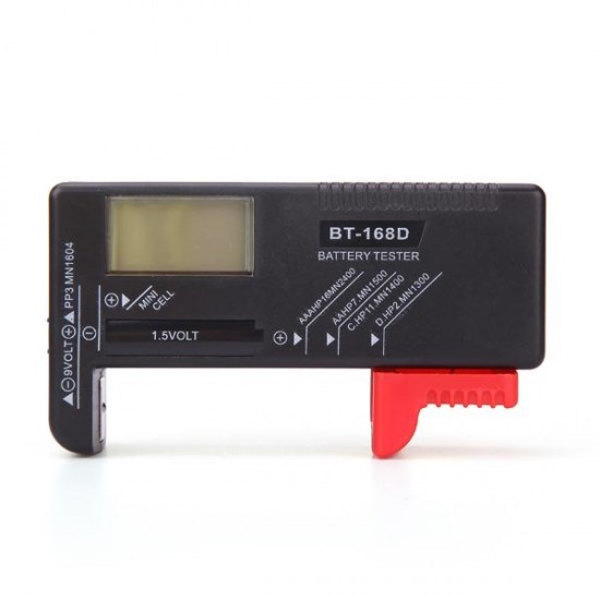 BT168 AA AAA C D 1.5V 9V Digital Button Battery Tester Meter
