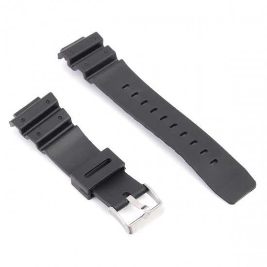 16mm Silicone Black Strap Watch Band Replacement with Pins for Casio G-Shock More Models