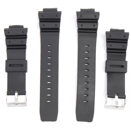 16mm Silicone Black Strap Watch Band Replacement with Pins for Casio G-Shock More Models