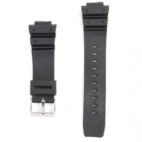 16mm Silicone Black Strap Watch Band Replacement with Pins for Casio G-Shock More Models