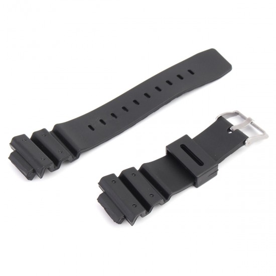 16mm Silicone Black Strap Watch Band Replacement with Pins for Casio G-Shock More Models