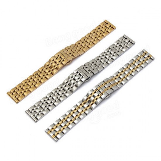 16mm Stainless 7 Beads Fold Buckle Watch Band