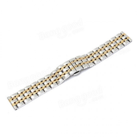 16mm Stainless 7 Beads Fold Buckle Watch Band