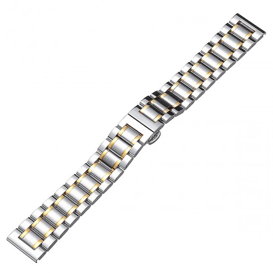 18-22mm Stainless Steel Watch Band Clasp Metal Strap Replacement With Spring Bars