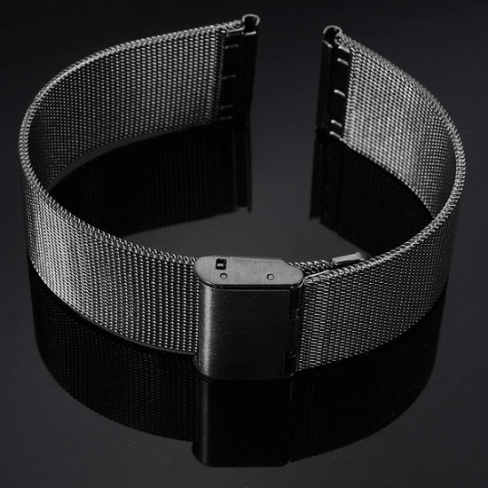 18/20/22/24mm Black Stainless Steel Mesh Net Watch Band