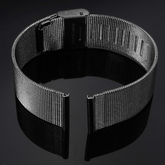 18/20/22/24mm Black Stainless Steel Mesh Net Watch Band