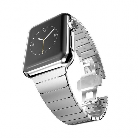 38mm Stainless Steel Watch Band Butterfly Double Hidden Clasp Watch Strap For Apple Watch