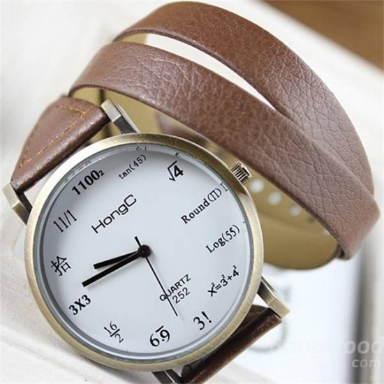 YAZOLE 20MM Black Brown PU Leather Long Watch Strap Watch Band