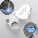 2 in 1 30x22mm 60x12mm Glass Magnifier LED Lens Loupe