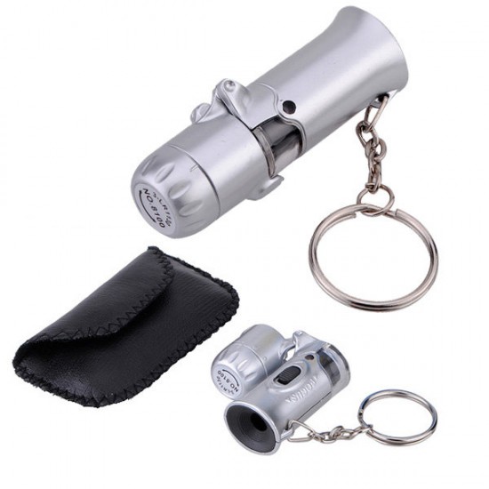 60X Pocket Microscope Jewelry Magnifier Loupe LED Light