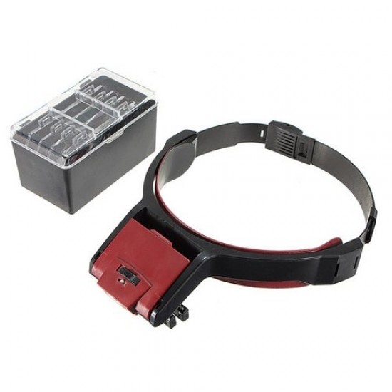 Detachable 4 Glass Lens 3.5x Loop Head Band VISOR LED Light Magnifying