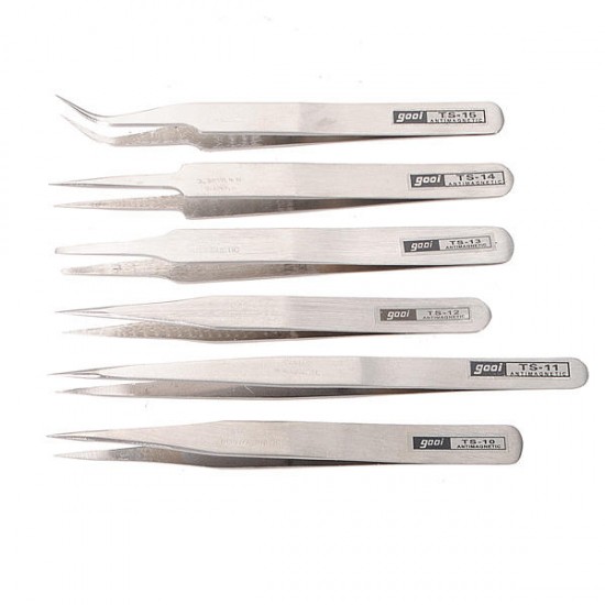 Lot 6 Anti-static Tweezer Maintenance Stainless Steel Tool TS10-15