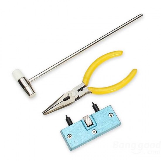 13 PCS Watch Repair Tool Kit Watch Case Opener Hammer Pliers Dust Blower