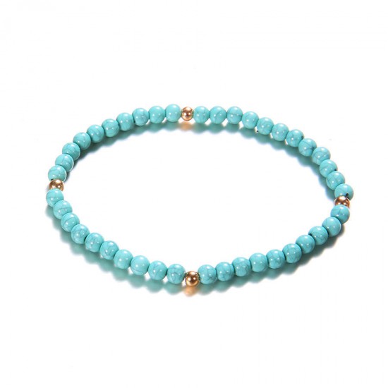 Bohemian Blue Beaded Anklet A Set of Wax Rope Beads Multilayer Anklets Ethnic Jewelry for Women