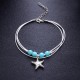 Bohemian Charm Anklet Wax Rope Blue Ball Beads Star Pendant Anklets Feet Accessories for Women