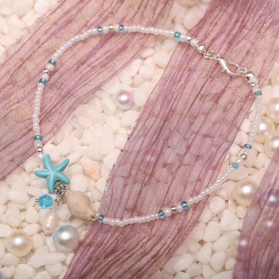 Bohemian Pearls Starfish Charms Anklets Summer Shell Foot Chain for Women