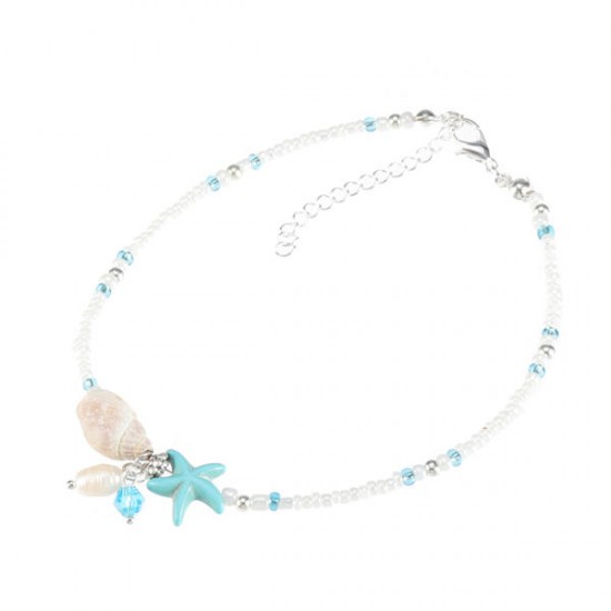 Bohemian Pearls Starfish Charms Anklets Summer Shell Foot Chain for Women