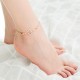 Fashion Anklet Accessories Double Zircon Hearts Copper Gold Plated Chain Anklets Jewelry for Women