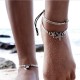 Vintage Antique Silver Anklet Women Starfish Rune Beaded Bracelet Ankle Boho Foot Jewelry