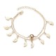 Vintage Tassels Leaves Anklets Alloy Round Bead Double Layer Women Anklet