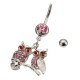 1Pc Crystal Couple Owls Dangle Navel Belly Ring Piercing Body Jewelry