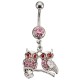 1Pc Crystal Couple Owls Dangle Navel Belly Ring Piercing Body Jewelry