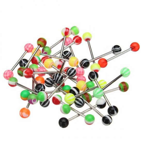 30Pcs Assorted Tongue Nipple Barbell Bar Rings Piercing Body Jewelry