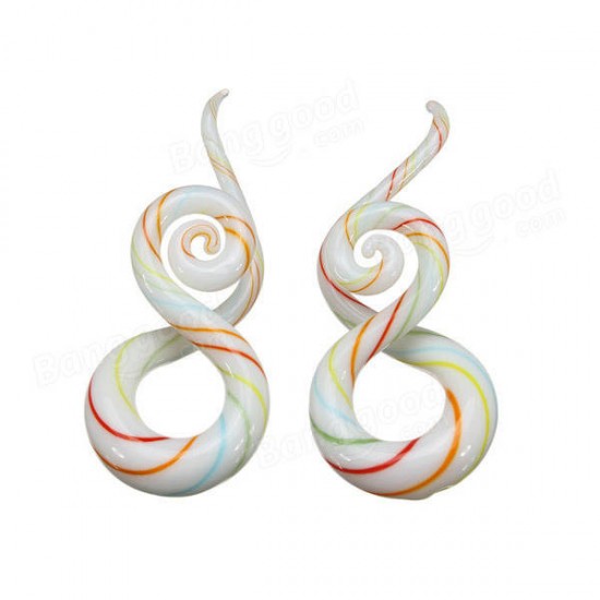 5mm-12mm 1 Pair Twist Pyrex Glass Ear Gauges Taper Plugs Stretcher Expander