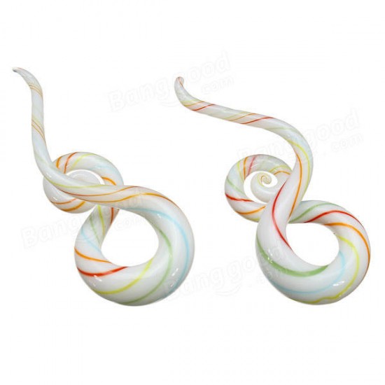 5mm-12mm 1 Pair Twist Pyrex Glass Ear Gauges Taper Plugs Stretcher Expander